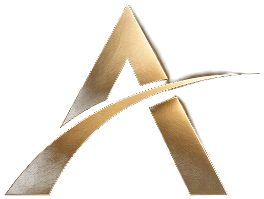 ASITANGA emblem: a gold geometric letter A crossed by a sweeping arc